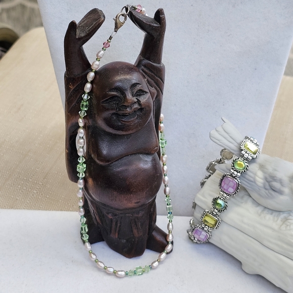 SET! 925 Pearl & Glass Bead Choker with Lia Sophia Granada Bracelet SET! - Picture 5 of 13